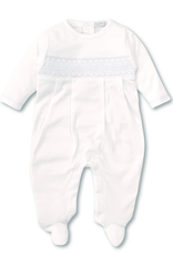 Kissy Kissy Footie Hand-Smocked White w/ Blue xx