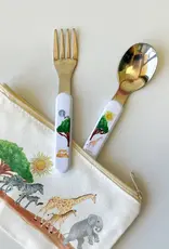 Dishique Safari Themed Kids Fork & Spoon Utensil Set