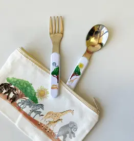 Dishique Safari Themed Kids Fork & Spoon Utensil Set