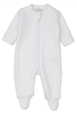 Kissy Kissy Jacquard Footie w/ Zip White