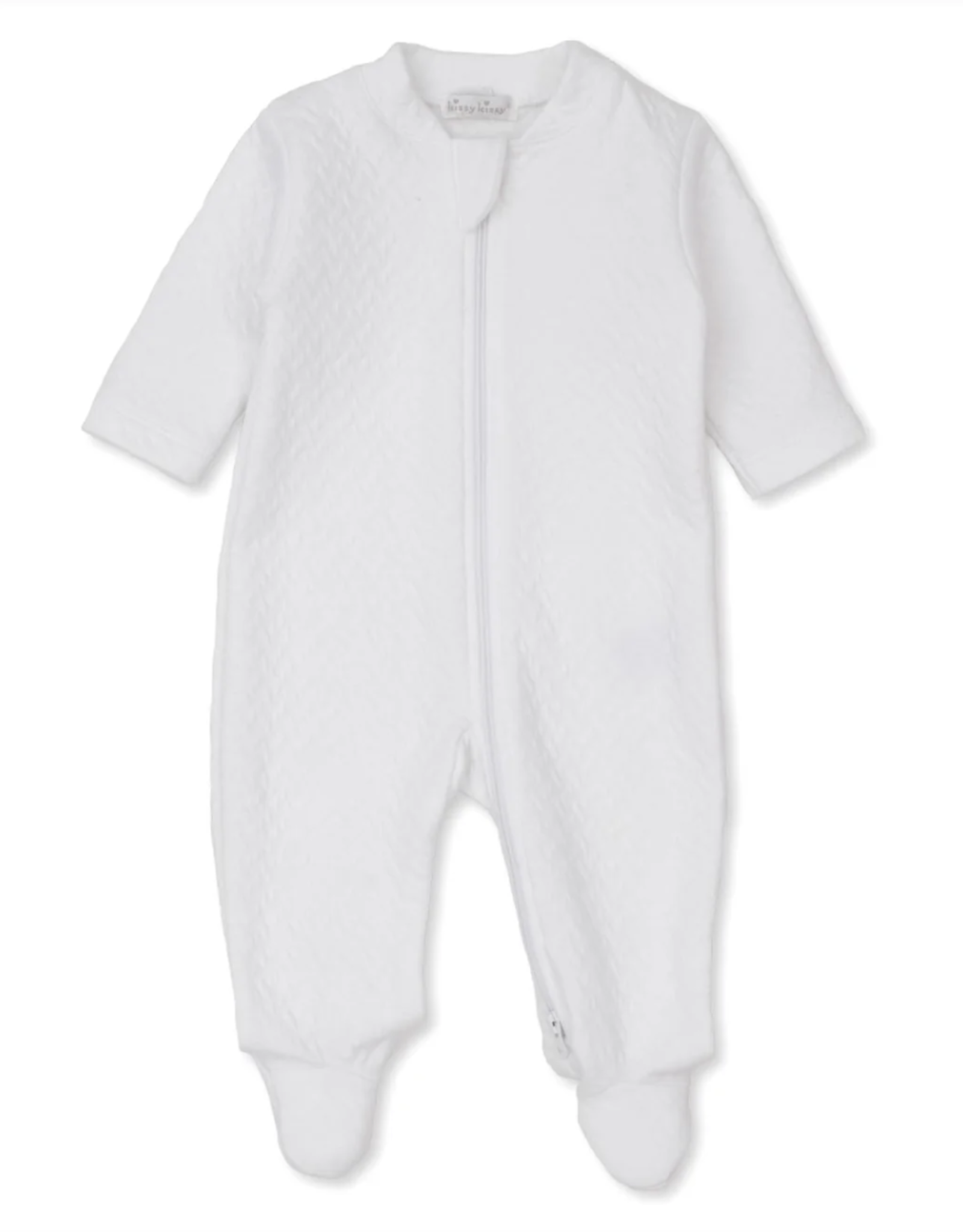 Kissy Kissy Jacquard Footie w/ Zip White