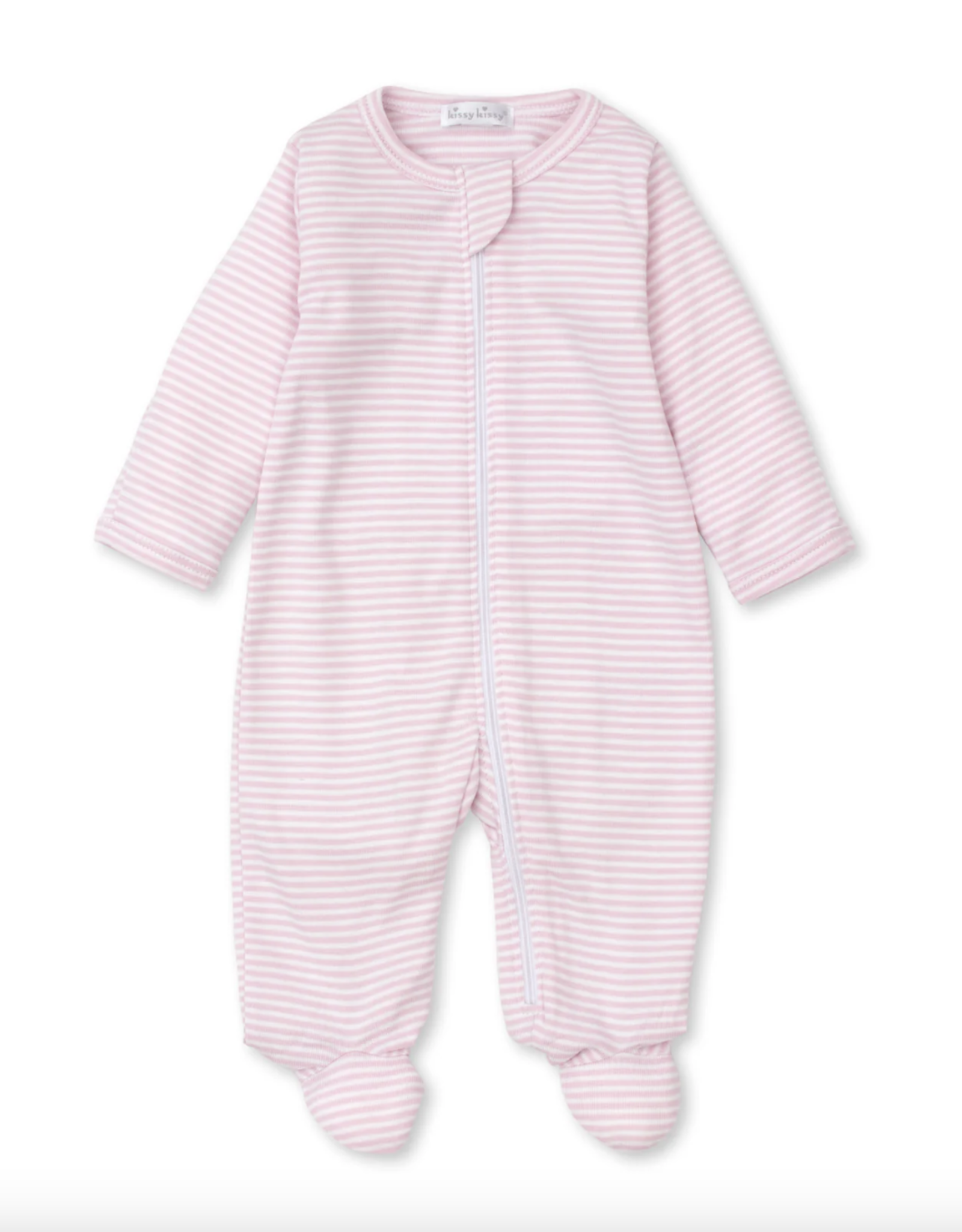 Kissy Kissy Zip Footie Pink Stripe