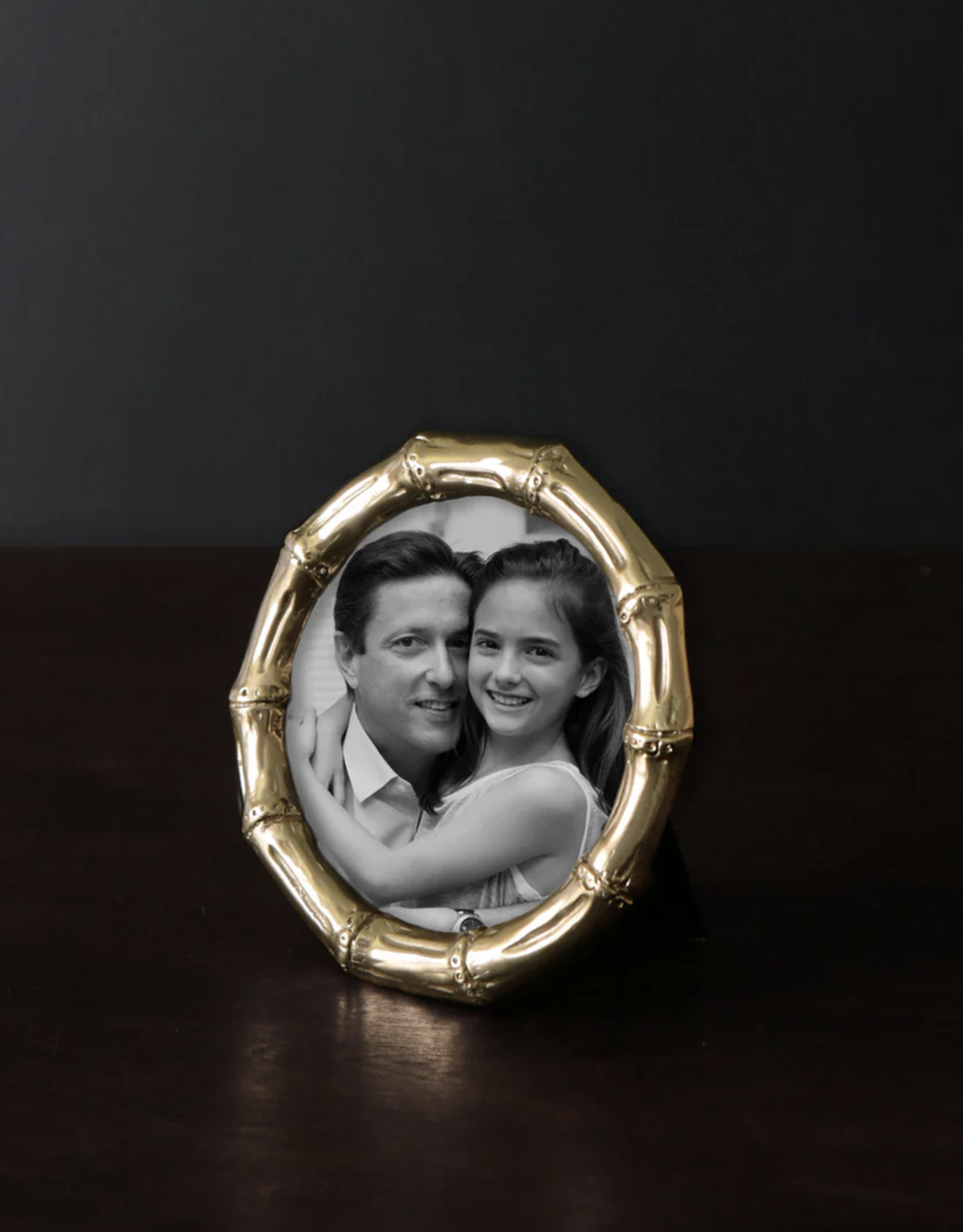 Beatriz Ball Sierra Modern Bamboo 5x5 Round Frame Gold