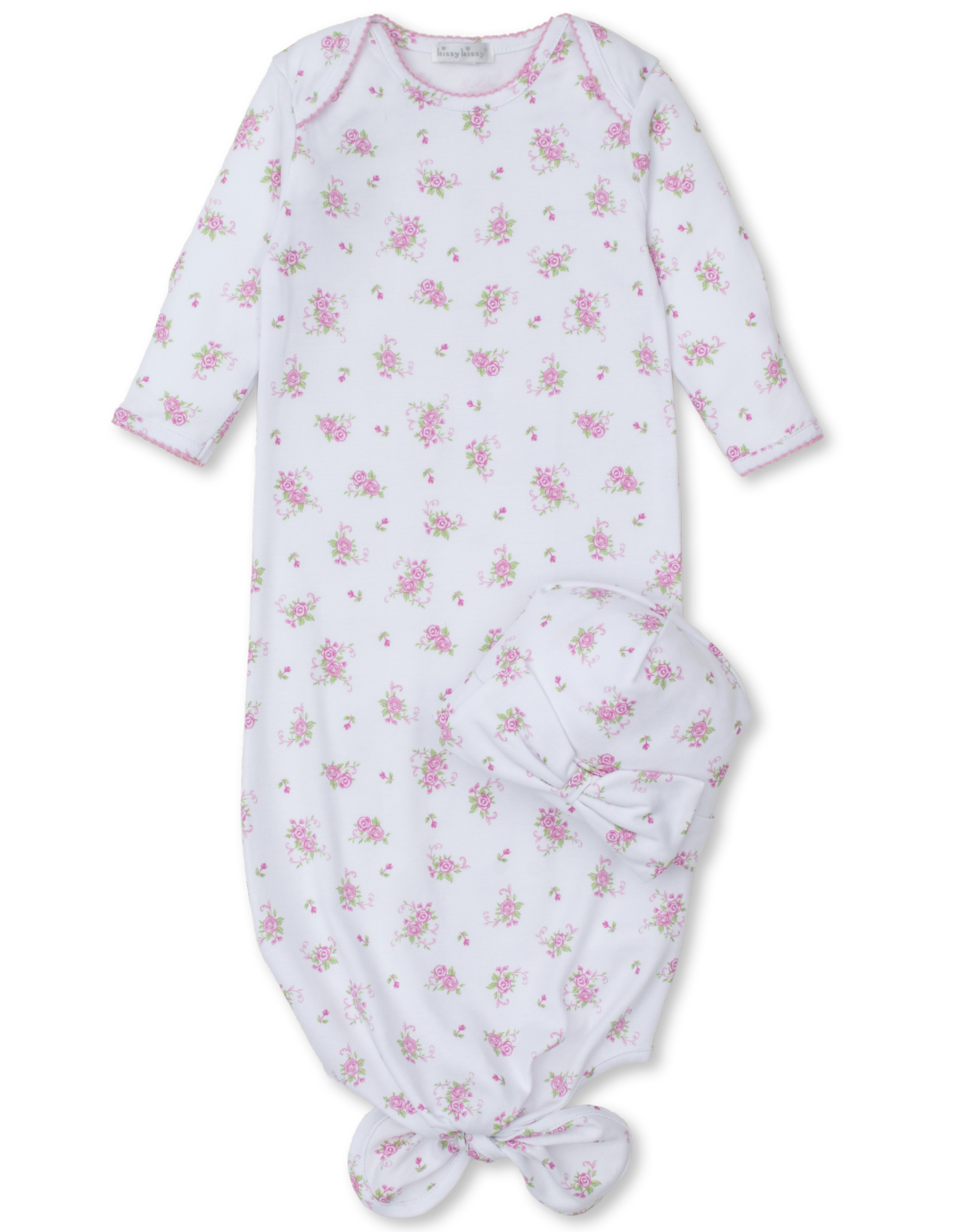 Kissy Kissy Sack w/ Hat Set Pink Rose Scrolls