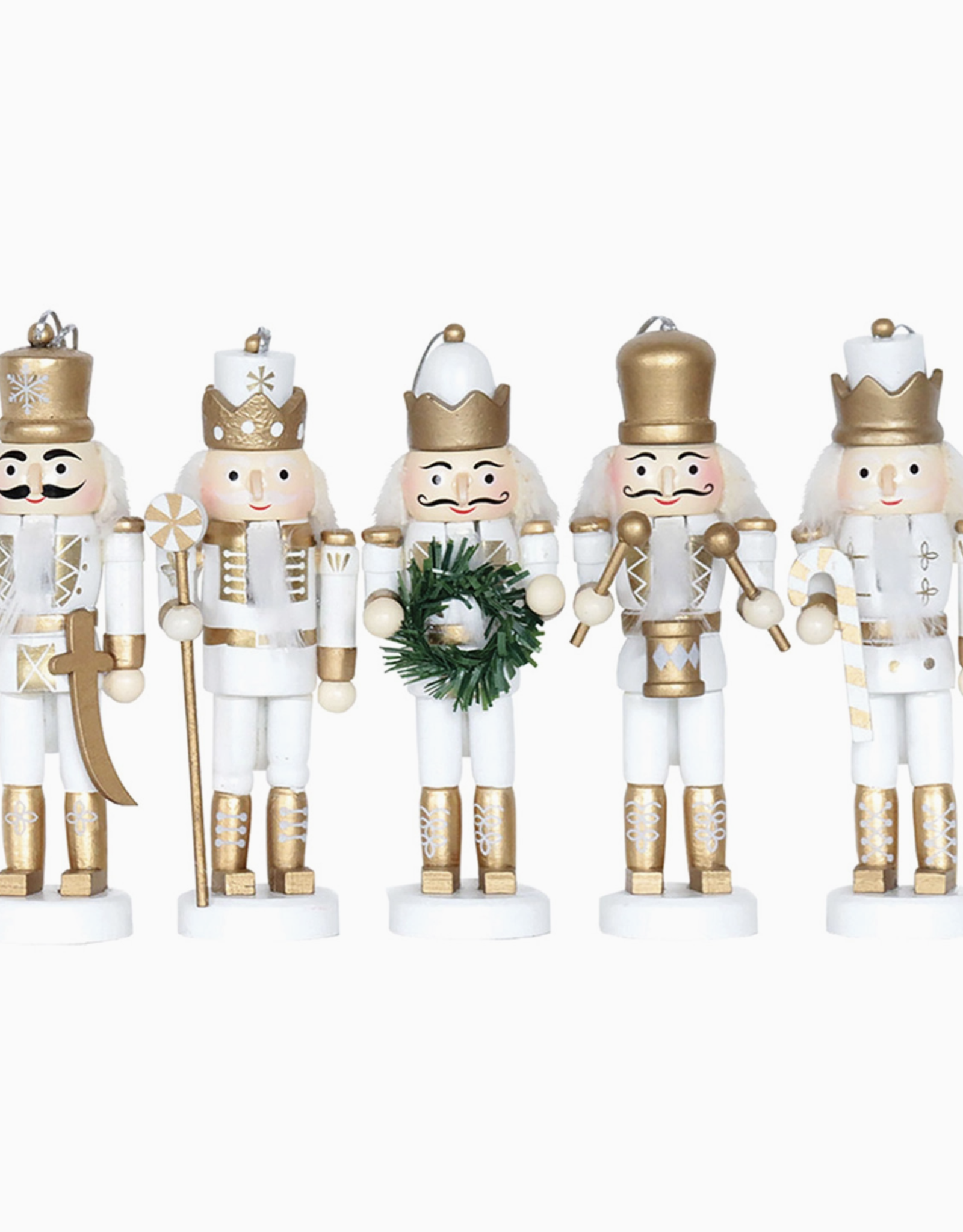 Santa's Workshop White & Gold 5" Nutcracker Ornament