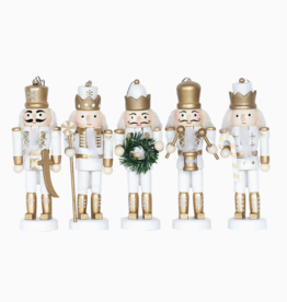Santa's Workshop White & Gold 5" Nutcracker Ornament