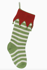 Melange Elf Cuff Striped Stocking Green