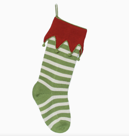 Melange Elf Cuff Striped Stocking Green
