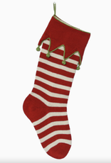Melange Elf Cuff Striped Stocking Red