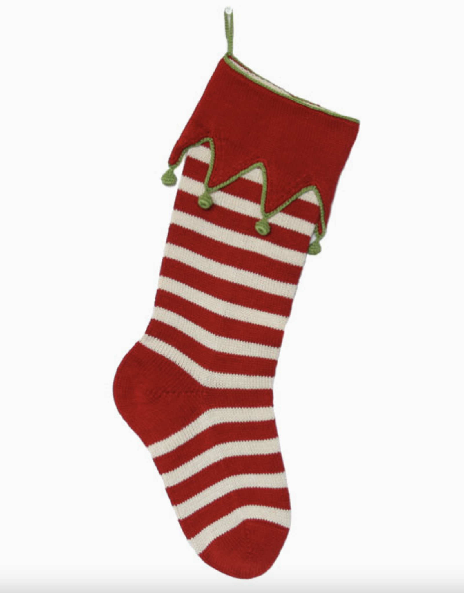 Melange Elf Cuff Striped Stocking Red