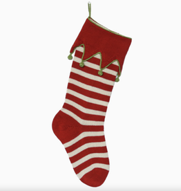 Melange Elf Cuff Striped Stocking Red