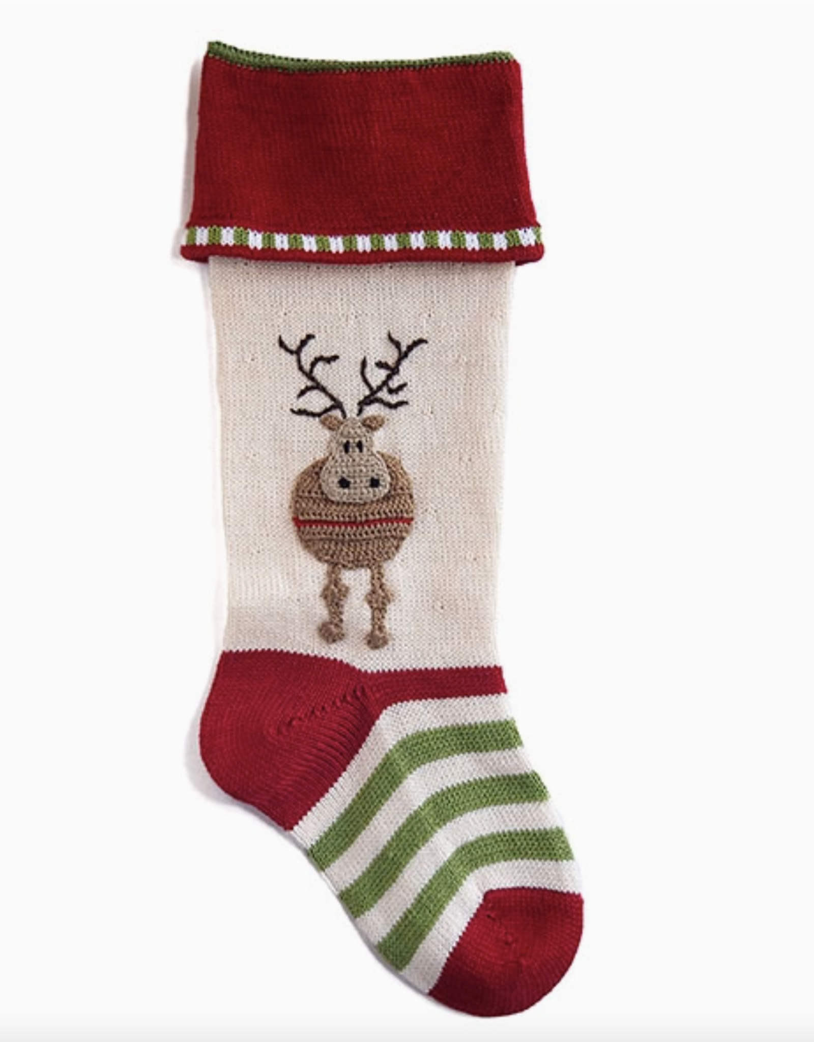 Melange Round Reindeer Stocking