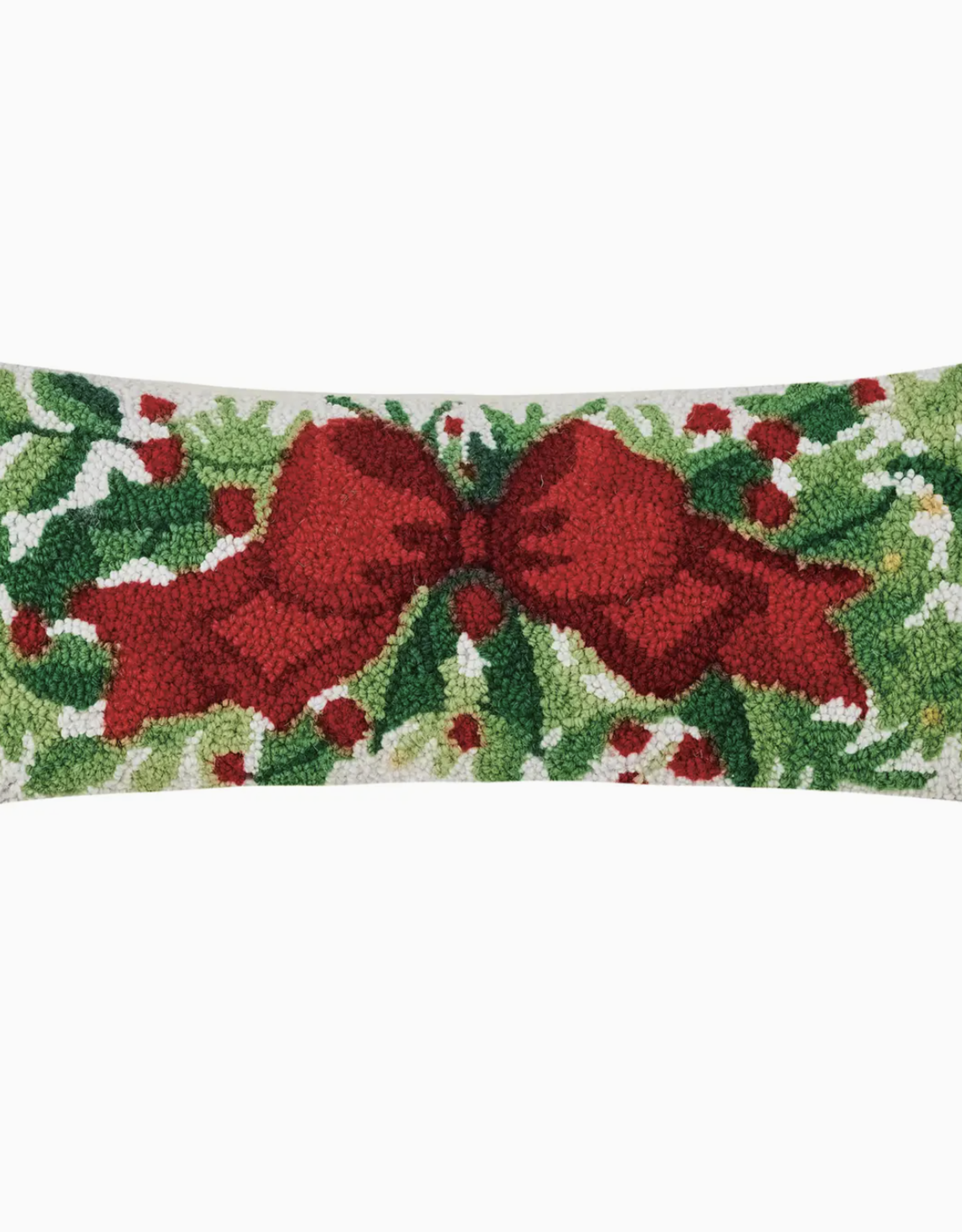Hook Pillow Red Bow Holiday Cheer