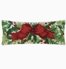 Hook Pillow Red Bow Holiday Cheer