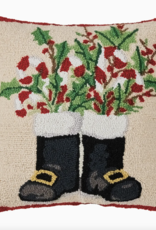 Santa's Boots Hooked Pillow