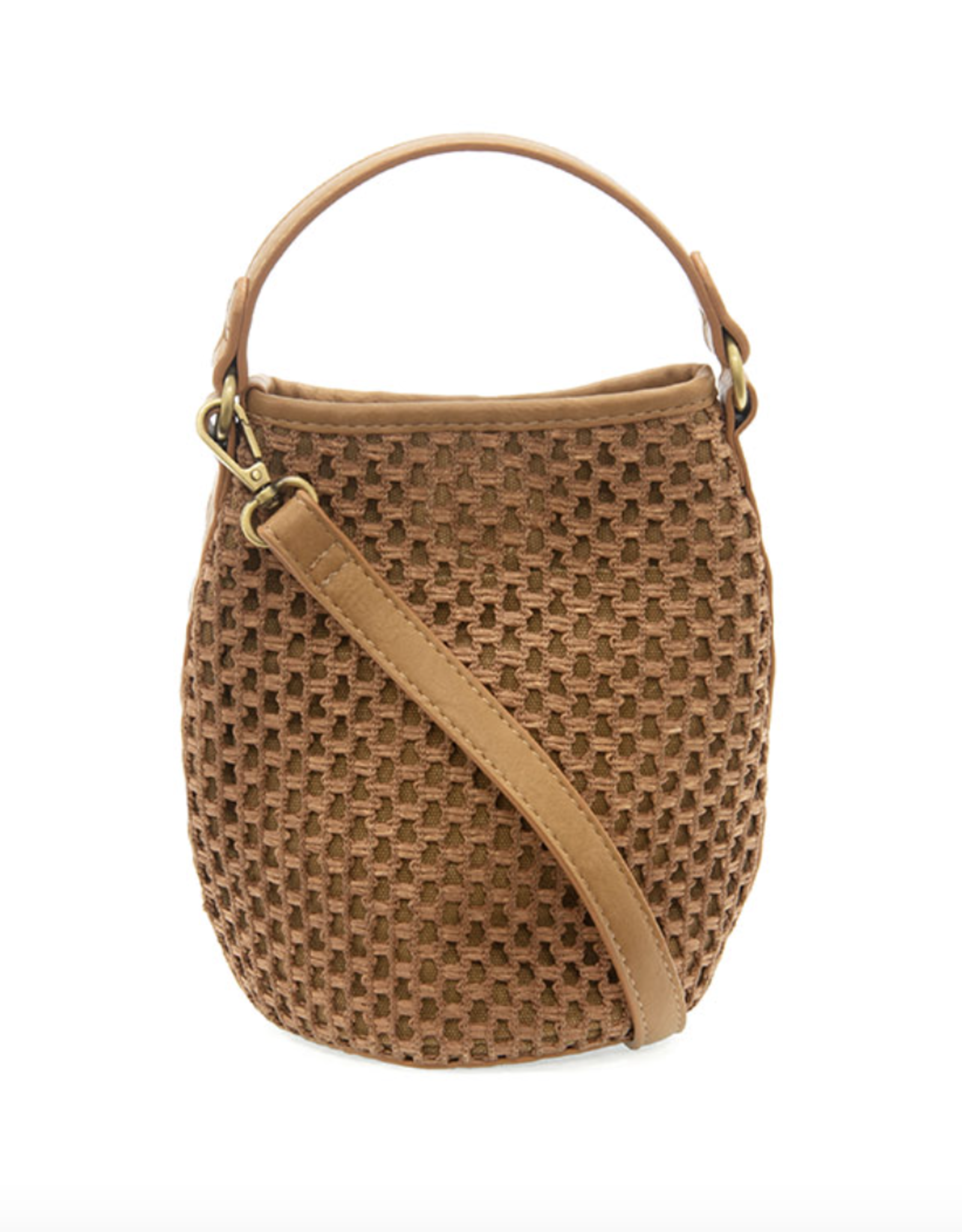 Joy Susan Cocoa Kaia Open Weave Bucket Crossbody