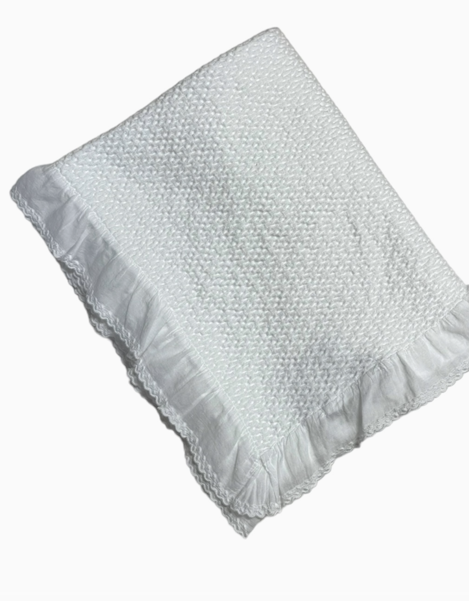 A Soft Idea Blanket Stonewashed w/ Swiss Dot Ruffle White