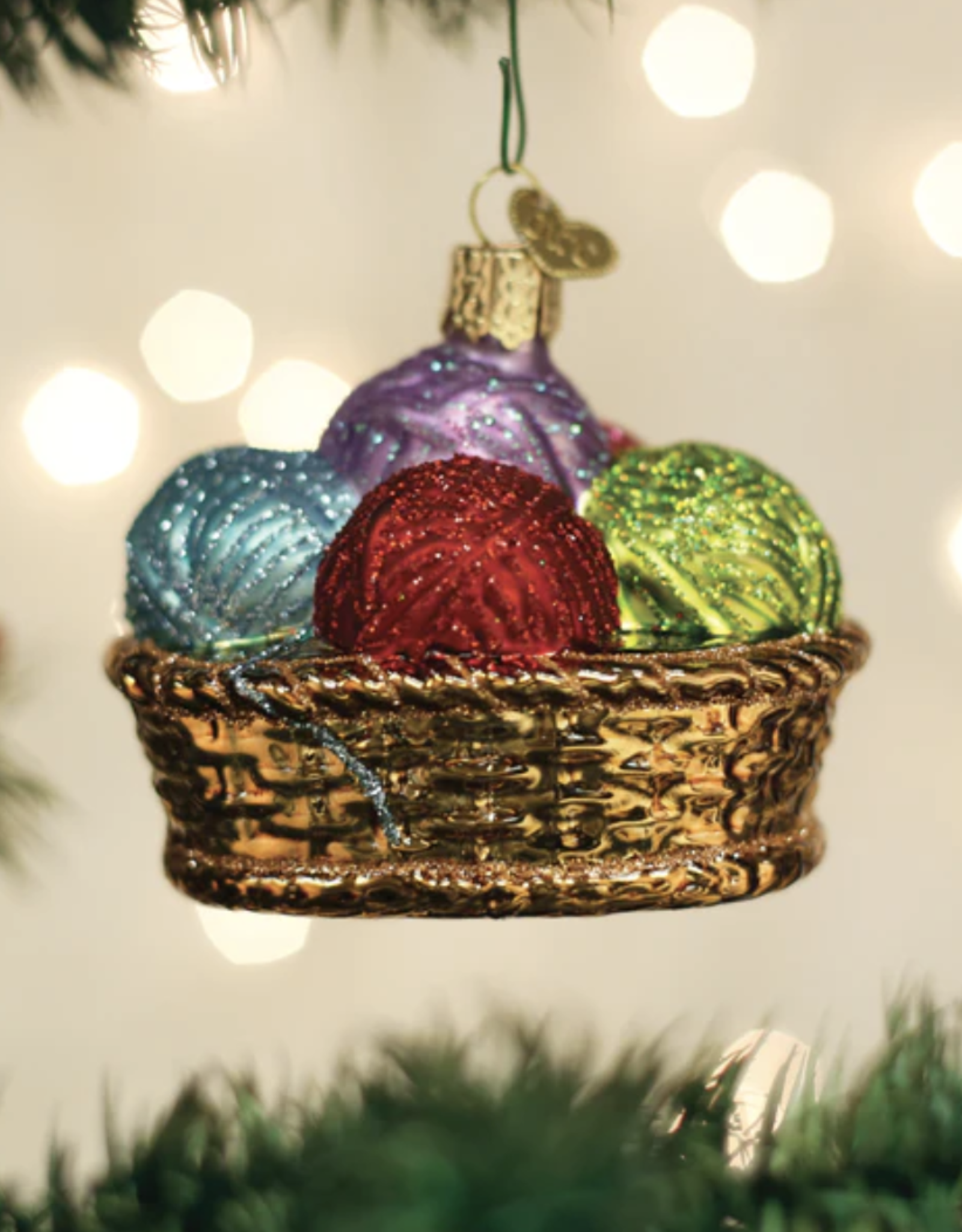 Old World Christmas Basket of Yarn Ornament