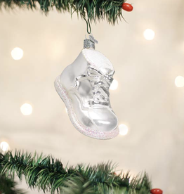 Old World Christmas White Baby Shoe Ornament