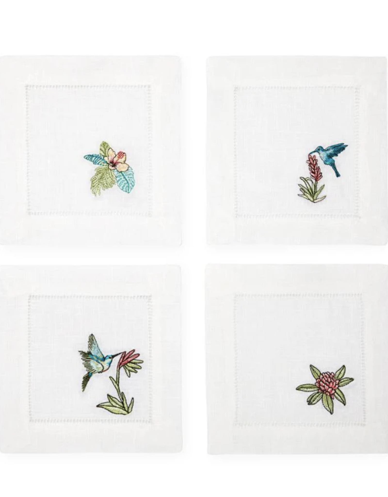 Sferra Floral Cocktail Napkins Set/4
