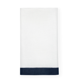 Sferra Linen Tip Towel White Navy Set/2