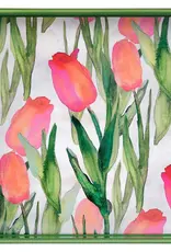 Rockflowerpaper Tray Pink Tulips  15x15 Rockflowerpaper Tray Pink Tulips  15x15