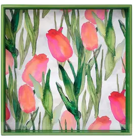 Rockflowerpaper Tray Pink Tulips  15x15