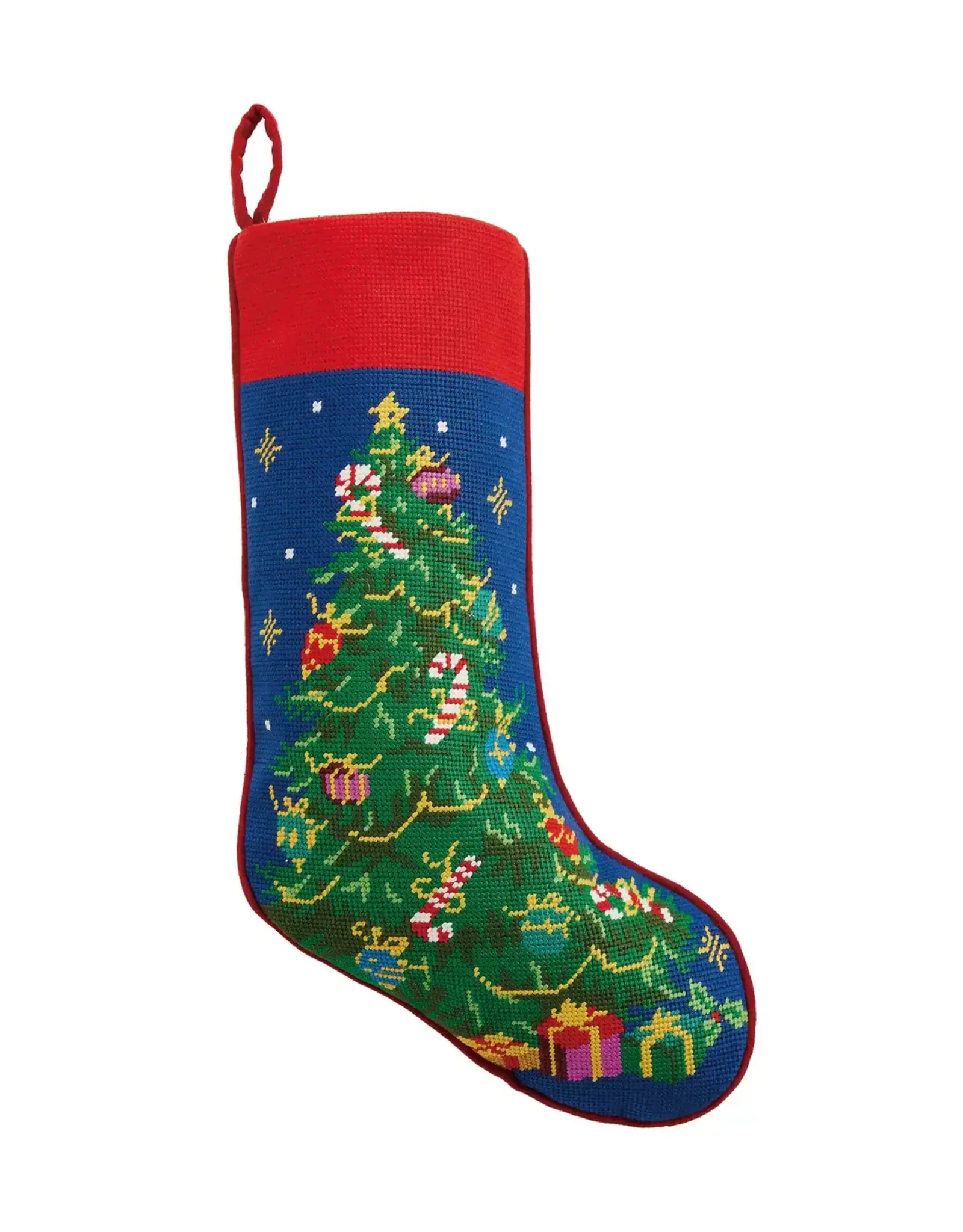 Stocking Tree Blue Background