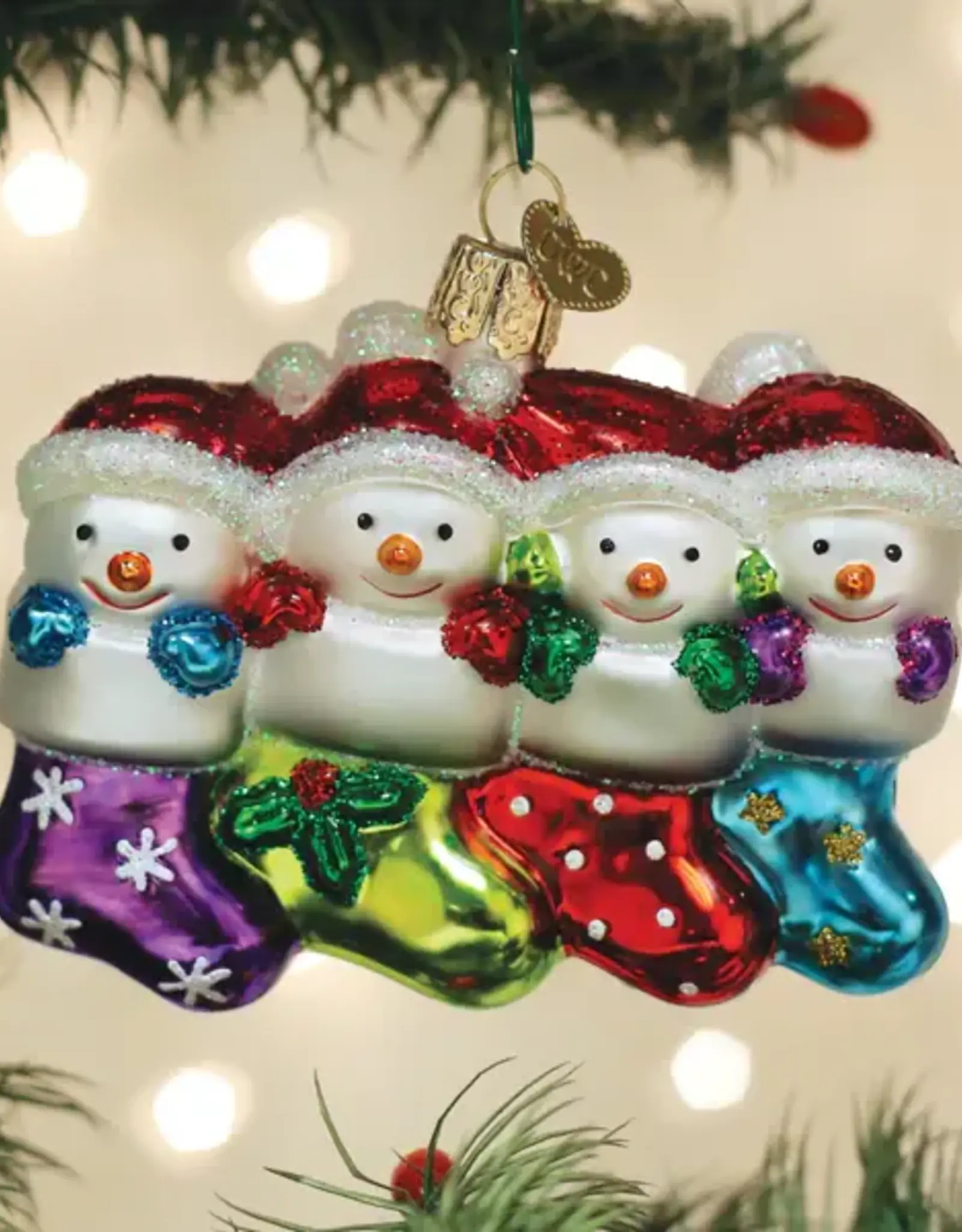 Old World Christmas Snow Family of 4 Ornament