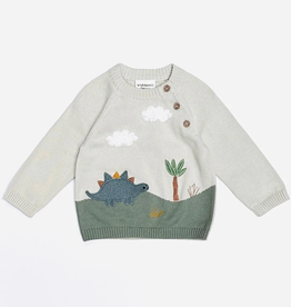 Viverano Organics Dino Applique Button Baby Pullover Sweater