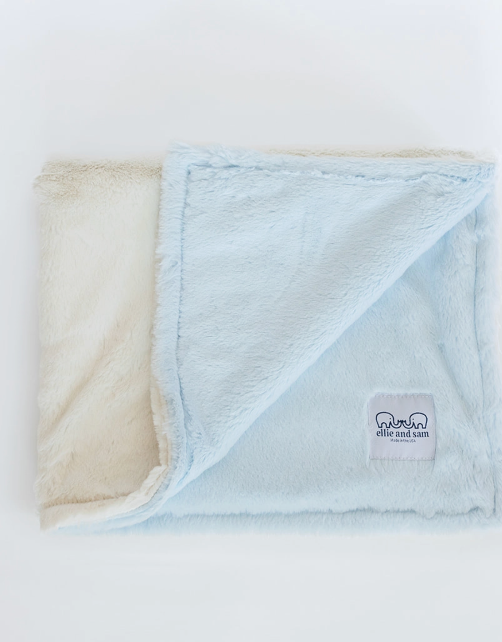 Ellie and Sam Luxury Duo Borderless Blanket Blue/Ivory