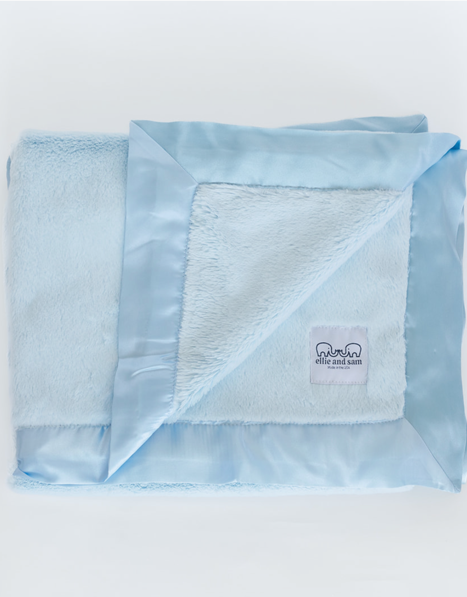 Ellie and Sam Luxury Satin Border Blanket Blue