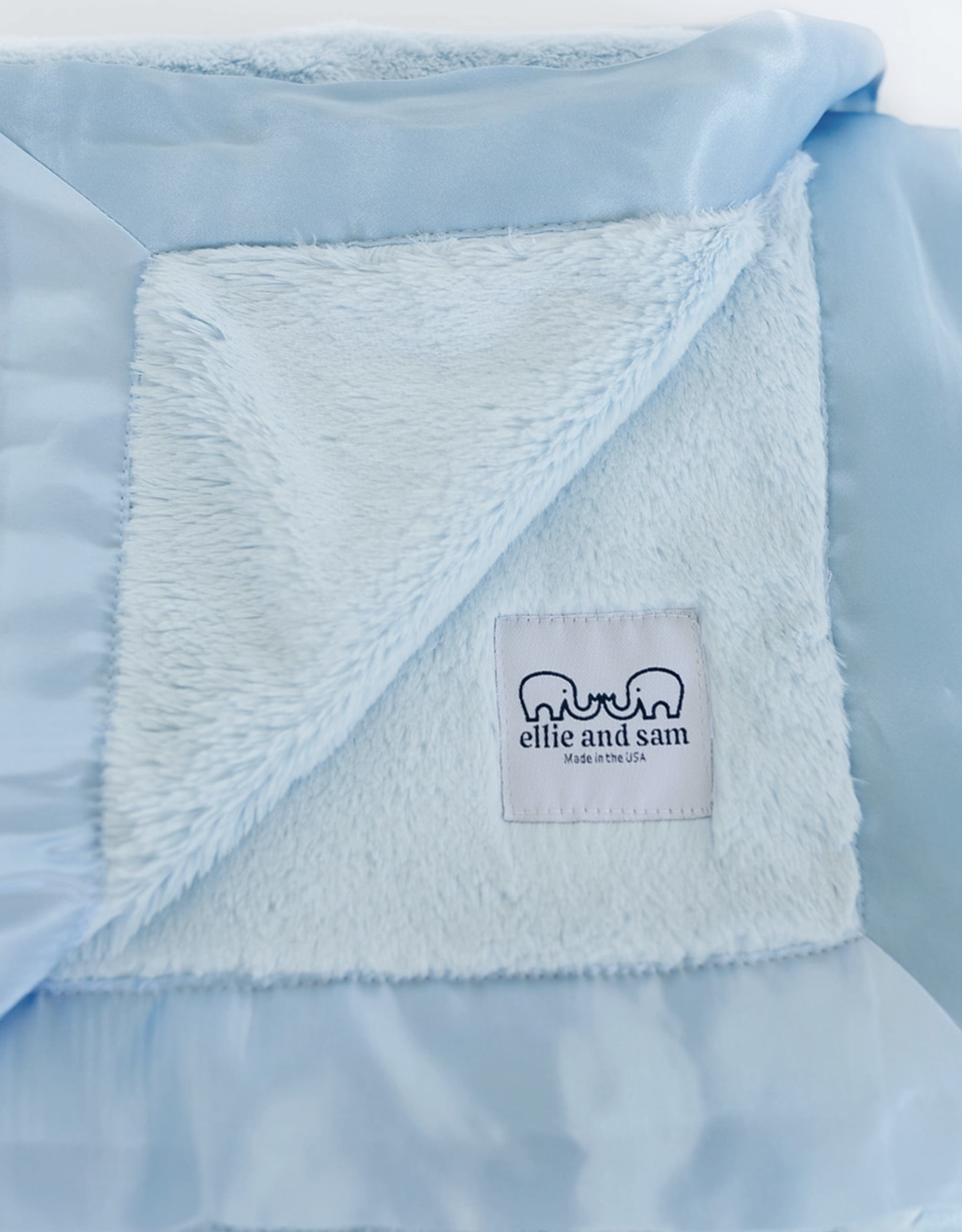Ellie and Sam Luxury Satin Border Blanket Blue