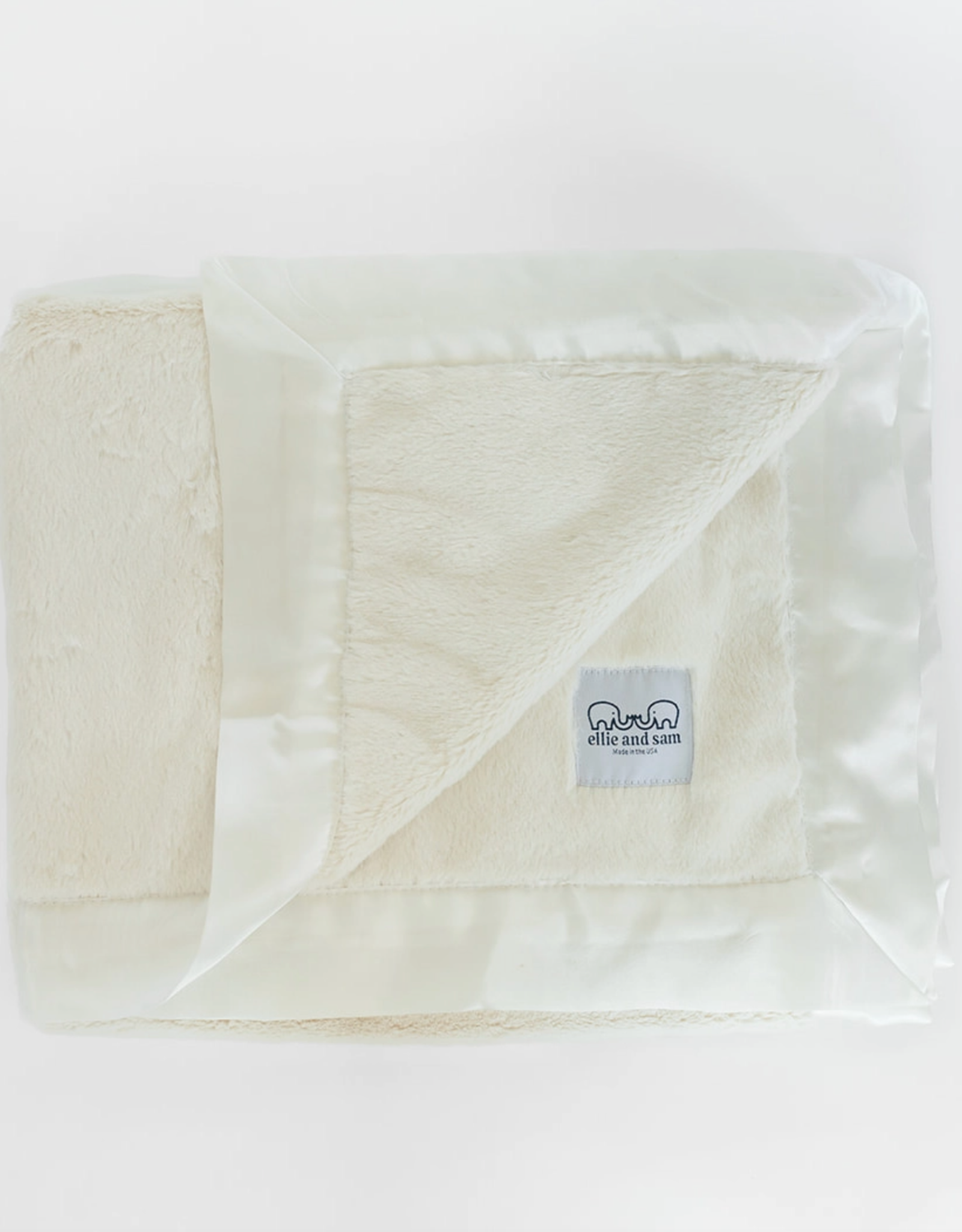 Ellie and Sam Luxury Satin Border Blanket Ivory