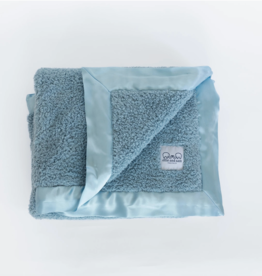 Ellie and Sam Chenille Satin Border Blanket Powder Blue