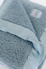 Ellie and Sam Chenille Satin Border Blanket Powder Blue