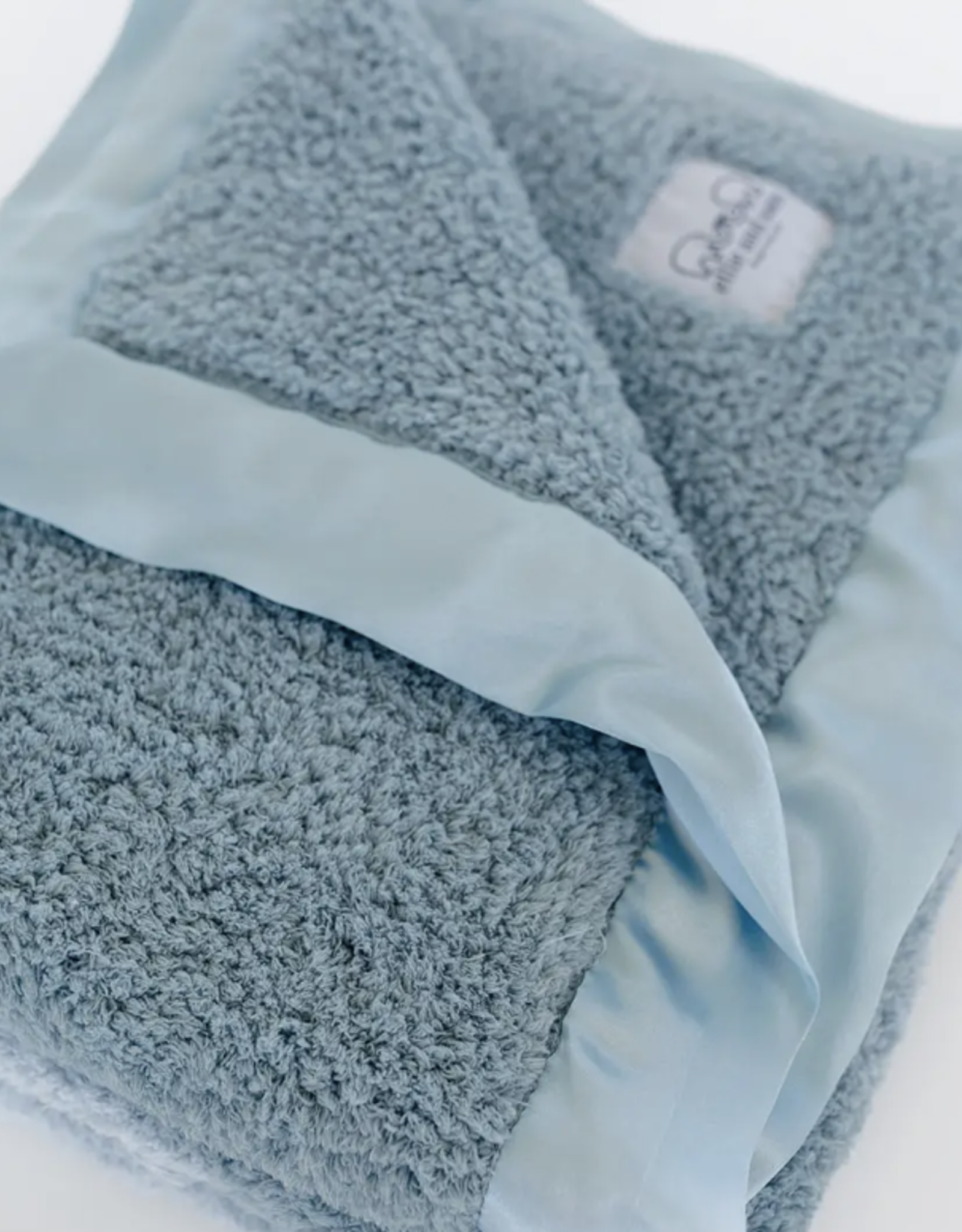 Ellie and Sam Chenille Satin Border Blanket Powder Blue