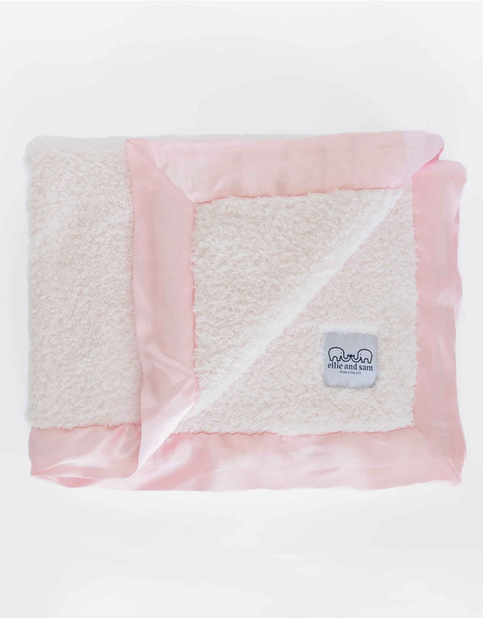Ellie and Sam Chenille Satin Border Blanket Pink
