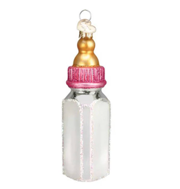 Old World Christmas Ornament Baby Bottle Girl