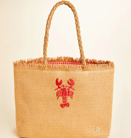 Spartina Woven Straw Tote Lobster