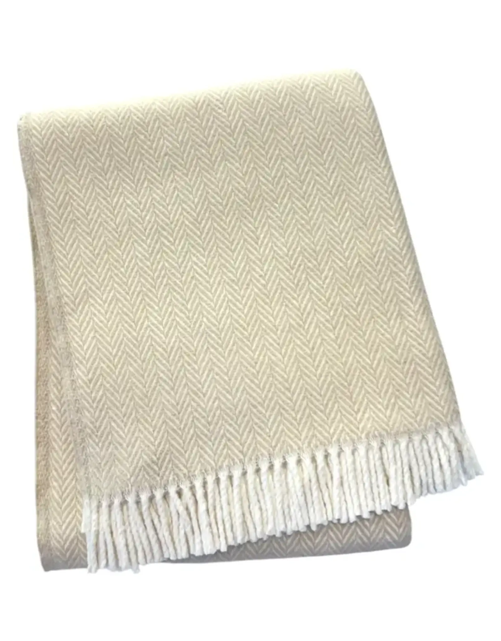 A Soft Idea Herringbone Plush Throw - Linen