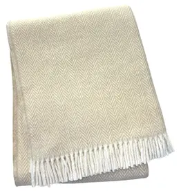 A Soft Idea Herringbone Plush Throw - Linen