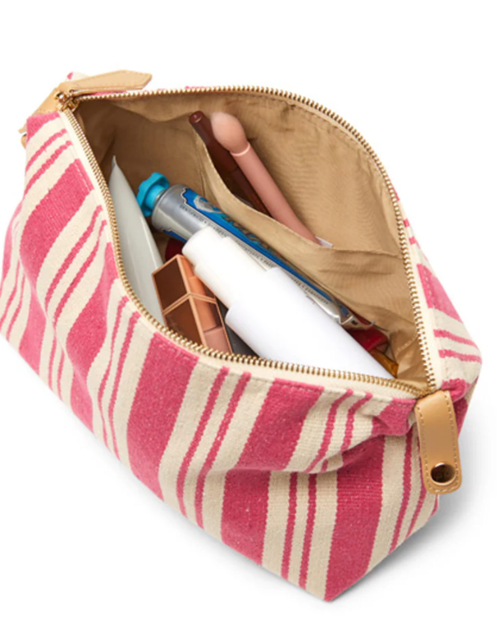 Brouk & Co Claire Striped Dopp Kit Pink