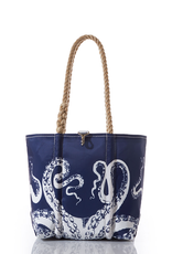 Sea Bags Handbag White Octopus on Navy