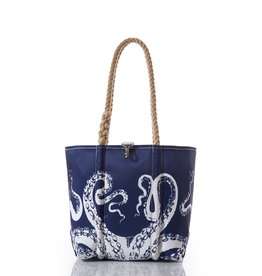 Sea Bags Handbag White Octopus on Navy