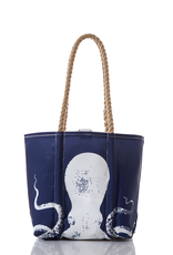 Sea Bags Handbag White Octopus on Navy