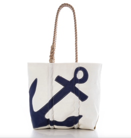 Sea Bags Medium Tote Navy Anchor on White