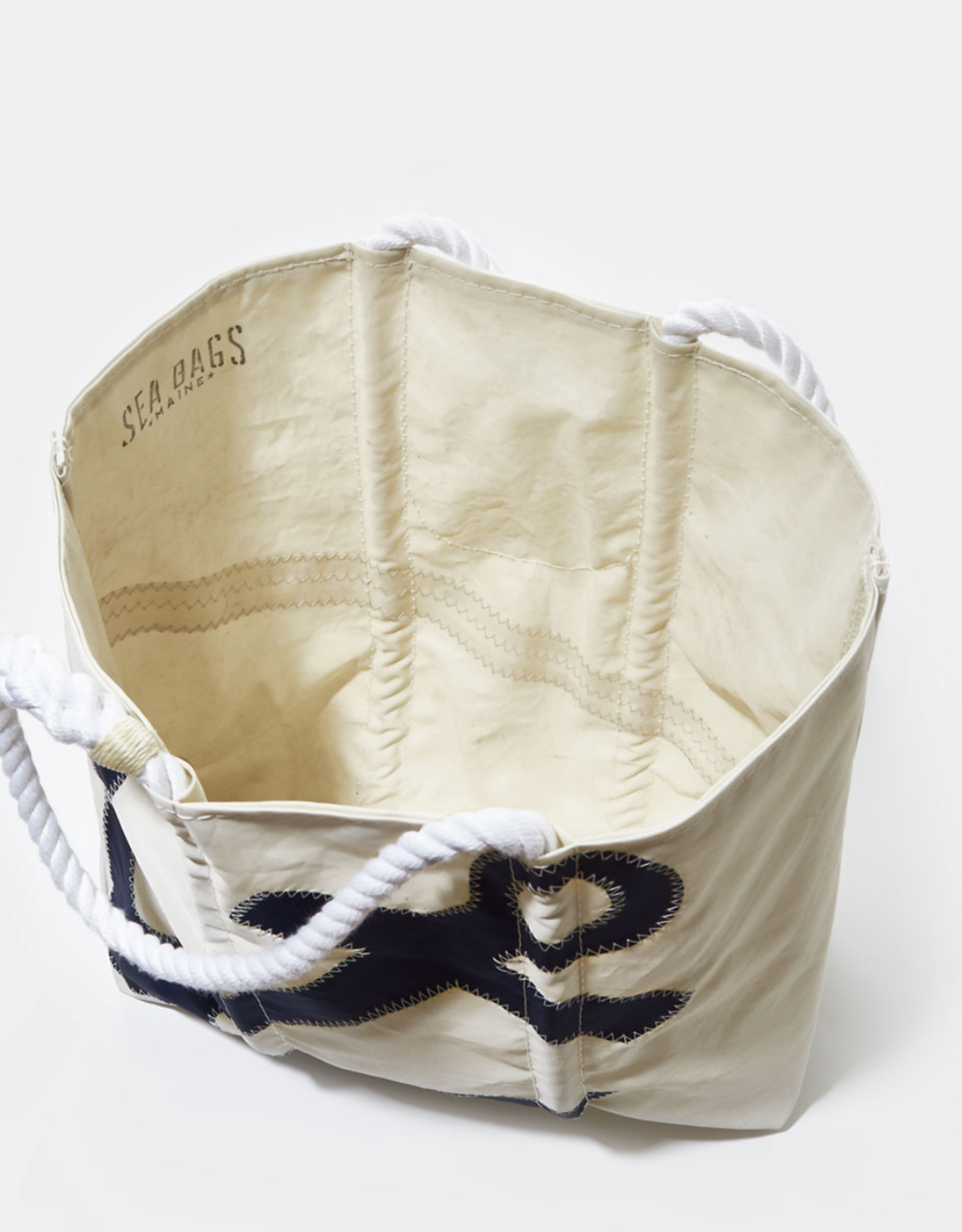 Sea Bags Medium Tote Navy Anchor on White