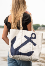 Sea Bags Medium Tote Navy Anchor on White