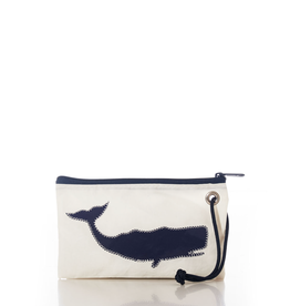 Sea Bags Wristlet Blue Whale on White